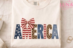 America Patriotic Bow Faux Embroidery PNG, 4th of July PNG Product Image 4