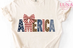 America Patriotic Bow Faux Embroidery PNG, 4th of July PNG Product Image 5