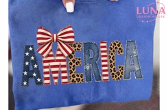 America Patriotic Bow Faux Embroidery PNG, 4th of July PNG Product Image 6
