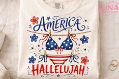 America Hallelujah Bikini PNG, Patriotic Swimsuit Clipart PN Product Image 3