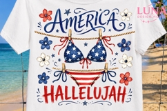 America Hallelujah Bikini PNG, Patriotic Swimsuit Clipart PN Product Image 5