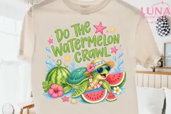 Watermelon Crawl Sea Turtle PNG, Summer Beach Turtle Clipart Product Image 2