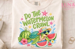 Watermelon Crawl Sea Turtle PNG, Summer Beach Turtle Clipart Product Image 3