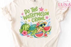 Watermelon Crawl Sea Turtle PNG, Summer Beach Turtle Clipart Product Image 4