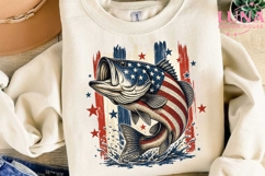 Patriotic Bass Fish PNG, American Flag Fishing PNG, 4th of J Product Image 3
