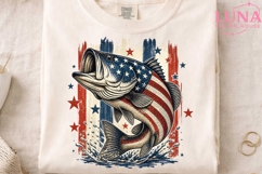 Patriotic Bass Fish PNG, American Flag Fishing PNG, 4th of J Product Image 4