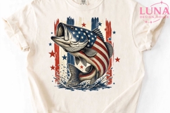 Patriotic Bass Fish PNG, American Flag Fishing PNG, 4th of J Product Image 5