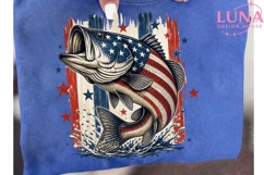 Patriotic Bass Fish PNG, American Flag Fishing PNG, 4th of J Product Image 6