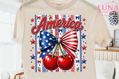 America Cherries Patriotic PNG, 4th of July Sublimation Clip Product Image 2