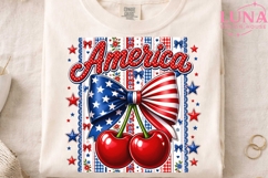 America Cherries Patriotic PNG, 4th of July Sublimation Clip Product Image 3
