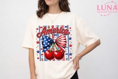 America Cherries Patriotic PNG, 4th of July Sublimation Clip Product Image 5