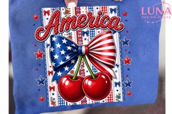 America Cherries Patriotic PNG, 4th of July Sublimation Clip Product Image 6