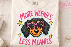 Dachshund Dog Heart Sunglasses PNG, More Weenies Less Meanie Product Image 4