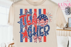 Teacher 4th of July PNG, Patriotic Teacher PNG, American Fla Product Image 2