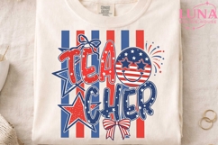 Teacher 4th of July PNG, Patriotic Teacher PNG, American Fla Product Image 4
