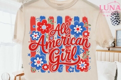 All American Girl PNG, Patriotic Floral PNG, 4th of July PNG Product Image 2