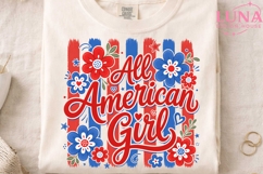 All American Girl PNG, Patriotic Floral PNG, 4th of July PNG Product Image 3
