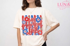 All American Girl PNG, Patriotic Floral PNG, 4th of July PNG Product Image 5