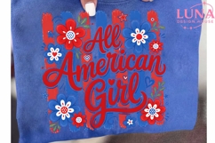 All American Girl PNG, Patriotic Floral PNG, 4th of July PNG Product Image 6