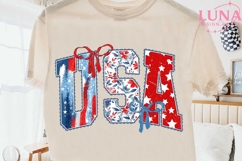 USA Patriotic Floral Letters PNG, 4th of July Sublimation PN Product Image 2