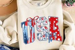 USA Patriotic Floral Letters PNG, 4th of July Sublimation PN Product Image 3