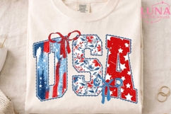 USA Patriotic Floral Letters PNG, 4th of July Sublimation PN Product Image 4