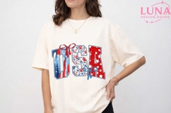 USA Patriotic Floral Letters PNG, 4th of July Sublimation PN Product Image 5