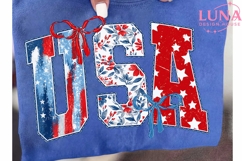 USA Patriotic Floral Letters PNG, 4th of July Sublimation PN Product Image 6