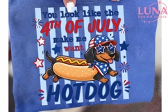 4th of July Dachshund Hotdog PNG, Funny Patriotic Dog Sublim Product Image 6