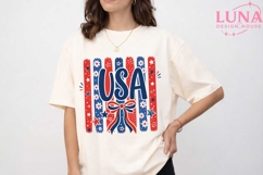 USA Patriotic Bow PNG, 4th of July Sublimation, Coquette Bow Product Image 1