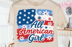 All American Girl PNG, Patriotic Floral Flag PNG, 4th of Jul Product Image 2