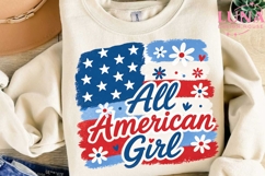 All American Girl PNG, Patriotic Floral Flag PNG, 4th of Jul Product Image 3