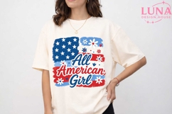All American Girl PNG, Patriotic Floral Flag PNG, 4th of Jul Product Image 5