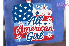 All American Girl PNG, Patriotic Floral Flag PNG, 4th of Jul Product Image 6