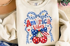 America Vibes Cherries PNG, Patriotic Coquette Bow Sublimati Product Image 3