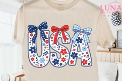 USA Floral Bows PNG, Patriotic Coquette PNG, 4th of July PNG Product Image 2
