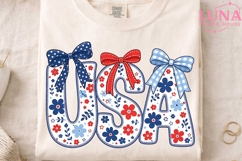 USA Floral Bows PNG, Patriotic Coquette PNG, 4th of July PNG Product Image 4