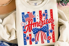 America Patriotic Bow PNG, 4th of July Sublimation, USA Flag Product Image 3