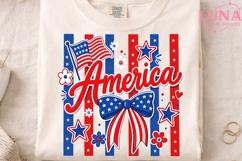 America Patriotic Bow PNG, 4th of July Sublimation, USA Flag Product Image 4