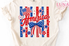 America Patriotic Bow PNG, 4th of July Sublimation, USA Flag Product Image 5