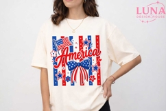 America Patriotic Bow PNG, 4th of July Sublimation, USA Flag Product Image 1
