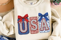 USA Patriotic Faux Embroidery PNG, 4th of July Sublimation P Product Image 1