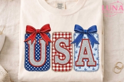 USA Patriotic Faux Embroidery PNG, 4th of July Sublimation P Product Image 3