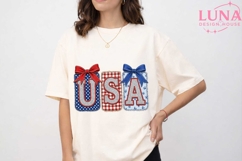 USA Patriotic Faux Embroidery PNG, 4th of July Sublimation P Product Image 5