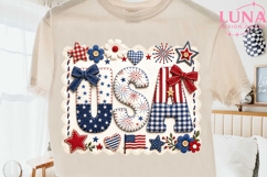USA Patriotic Faux Embroidery PNG, 4th of July Sublimation P Product Image 2