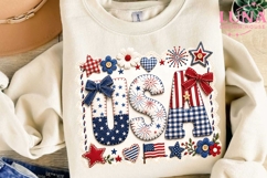 USA Patriotic Faux Embroidery PNG, 4th of July Sublimation P Product Image 3