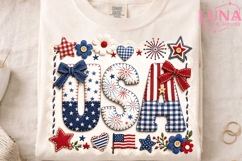USA Patriotic Faux Embroidery PNG, 4th of July Sublimation P Product Image 4