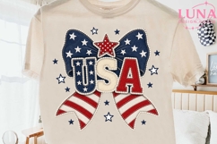USA Patriotic Bow PNG, 4th of July Sublimation, Coquette Bow Product Image 2