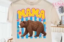 Mama Bear Retro Stars PNG, Mama Bear Clipart, Retro Mom PNG Product Image 2