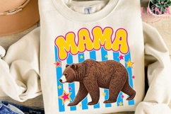 Mama Bear Retro Stars PNG, Mama Bear Clipart, Retro Mom PNG Product Image 3